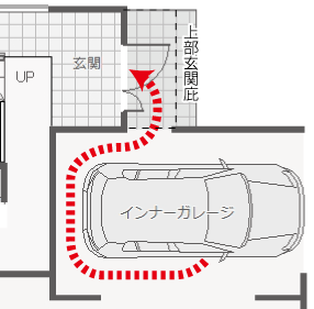 濡れずに玄関に行ける動線