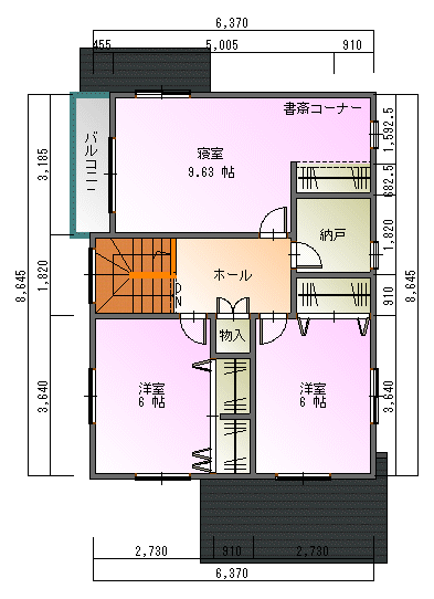 廊下の無い家の２階