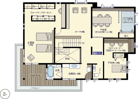 モデルハウスの間取り2階