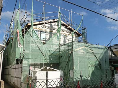 工事が再開した住友林業の現場