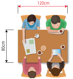 120センチの4人掛けテーブル