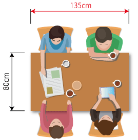 135センチの4人掛けテーブル