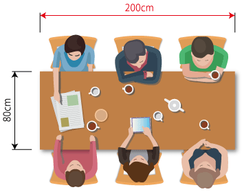 200センチの6人掛けテーブル