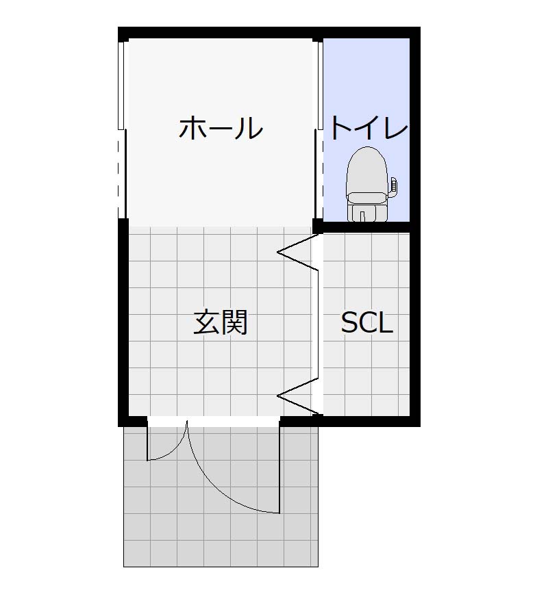 玄関のすぐ横のトイレ