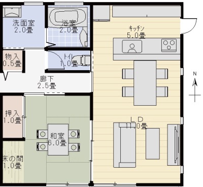 リビングと和室の間取り図の変更案1