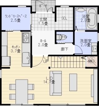 リビング階段の間取りの例