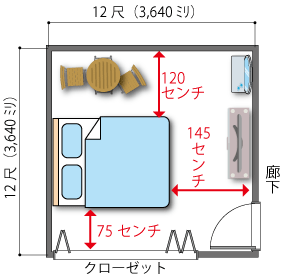 8畳の主寝室のレイアウト