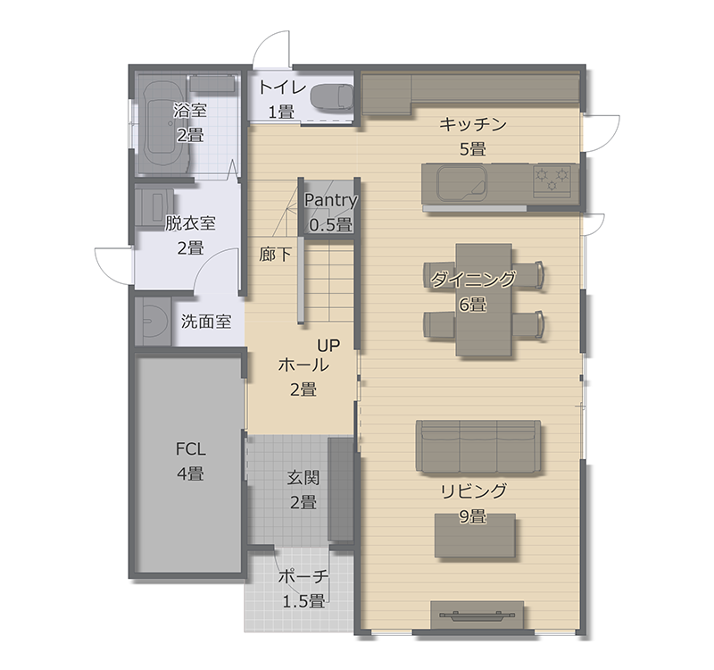 流行の間取り1階